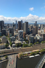 Melbourne - Victoria - Australia View of CBD from South Bank. Melbourne is home to many sporting events is popular city to visit. © jeayesy