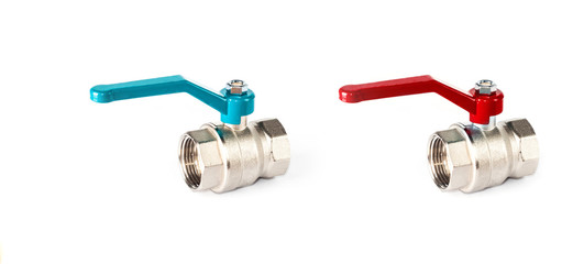 Two metal steel vault with blue and red handle