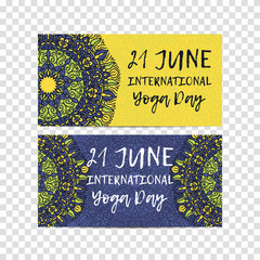 Vector yoga illustration. Template of poster for International Yoga Day. Flyer for 21 june, Yoga day
