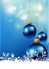 Christmas background, blue christmas balls