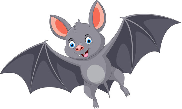 Vector illustration of happy bat cartoon flying isolated on white background