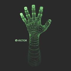 Human Arm. Hand Model. Connection structure. Future technology concept. 3D Vector illustration.