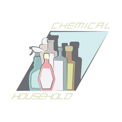 
an illustration consisting of images of bottles with household chemicals