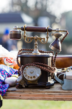 Vintage telephone in a flea market