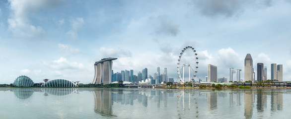 Singapore skyline panorama view from marina bay east side,cityscape of singapore