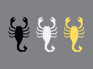 Isolated black silver and gold scopion vector illustration