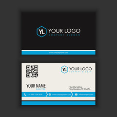 Modern Creative and Clean Business Card Template with blue black