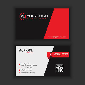 Modern Creative and Clean Business Card Template with red black color