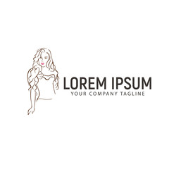 sexy woman hand drawn logo design concept template