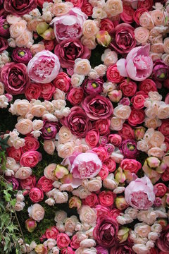 Huge bouquet of pink and red roses