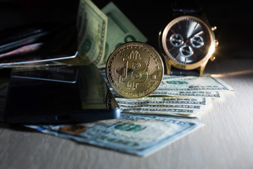 Picture of crypto currency smartphone clock, time, wristwatch