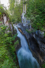 Fototapeta na wymiar Waterfall Tatzlwurm, Bavaria, Rosenheim, near Kiefersfelden, Germany, long time exposure