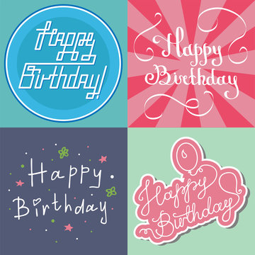 Beautiful birthday invitation card design colorful lettering poctcard vector greeting decoration.