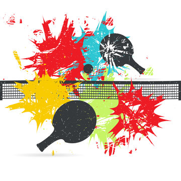 Ping-pong posters design. Grunge vector illustration