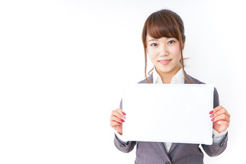 Fototapeta premium Business woman having a white board