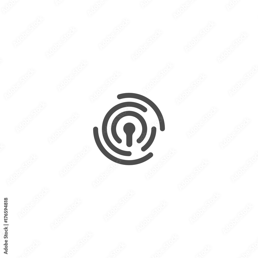 Poster identification of person, thumbprint vector abstract logo. security technology, personal web safety 
