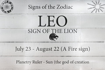 Hand Painted Wood Panel Zodiac Sign Leo