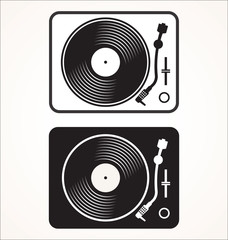 Simple black and white turntable vector illustration