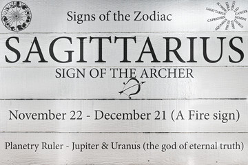 Hand Painted Wood Panel Zodiac Sign Sagittarius