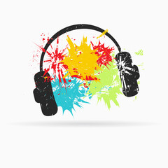 Headphone. Grunge vector illustration