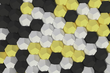 Pattern of white, yellow and black hexagonal elements