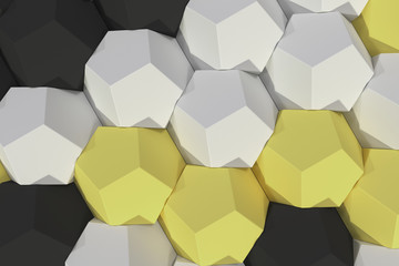 Pattern of white, yellow and black hexagonal elements