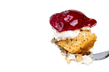 Strawberry Cake on Fork