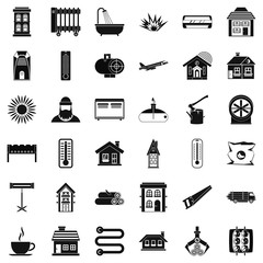 Battery icons set, simple style