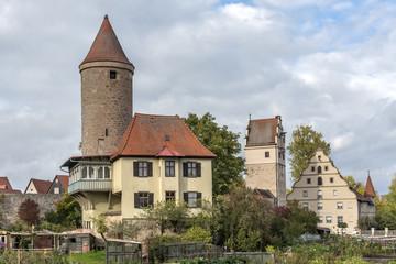 Salwartenturm  mit Nördlinger Tor und Stadtmühle in Dinkelsbühl