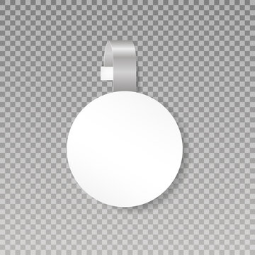 Wobbler or sales point tag mock up. Blank White Round Papper Plastic Advertising Price Wobbler Front view. isolated on transparent background. Vector illustration.