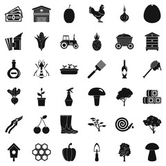 Agriculture icons set, simple style