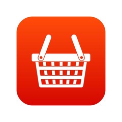 Shopping basket icon digital red