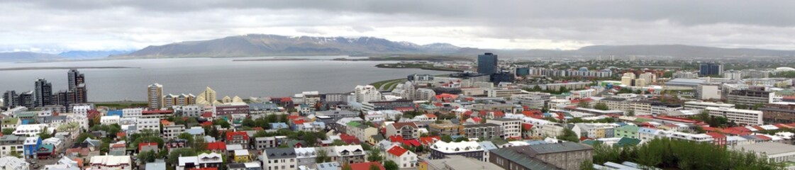 Fototapeta na wymiar Aerial panorama of Reykjavik, Iceland.