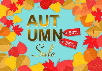 Autumn sale background template. Poster, card, label, banner design set. Layouts for shopping sale or promo poster and frame leaflet or web banner