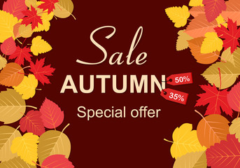 Autumn sale background template. Poster, card, label, banner design set. Layouts for shopping sale or promo poster and frame leaflet or web banner