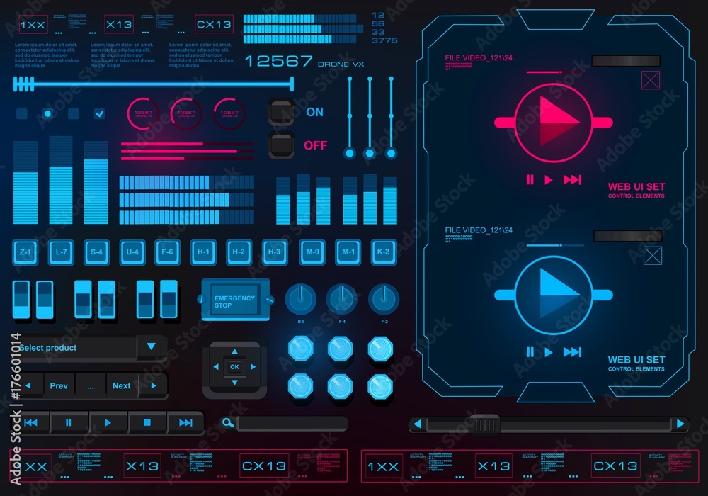 Poster futuristic virtual graphic touch user interface, hud