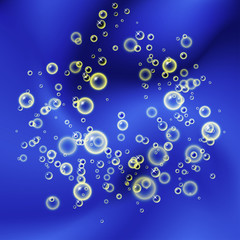 Yellow bubbles on blue background