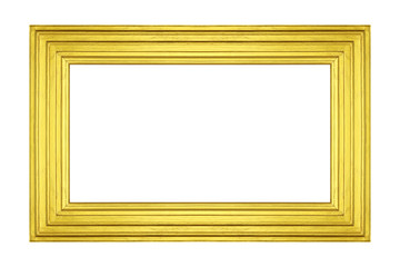 gold picture frame isolated on white background