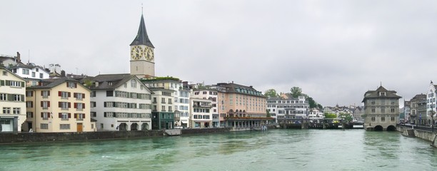 Panorama of architecture of Zurich, Switzerland