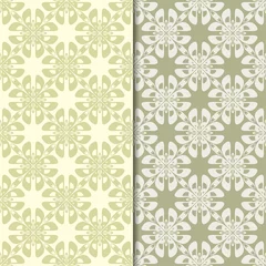 Fototapete Olive green floral backgrounds. Set of seamless patterns © Liudmyla