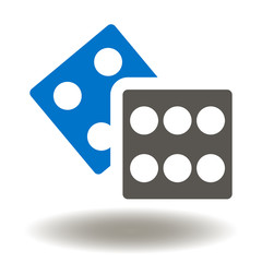 Two Game Dices Icon Vector. Gambling Play Game Dice Illustration. Attention Threat Logo. Business Risk Symbol.