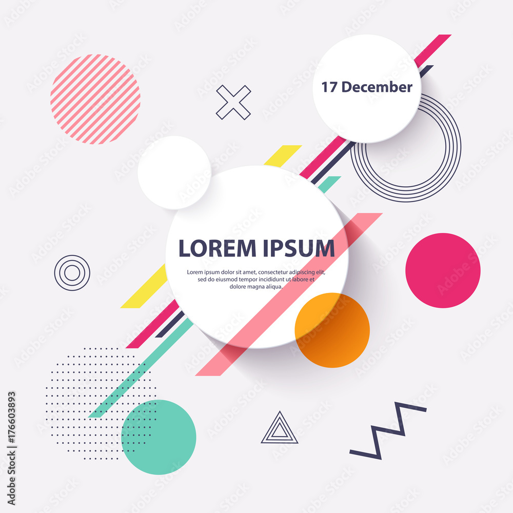 Fototapete geometric modern background. memphis and hipster style graphic forms. vector eps 10