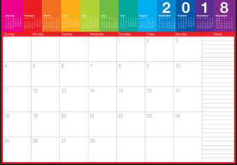 February 2018 calendar planner vector illustration