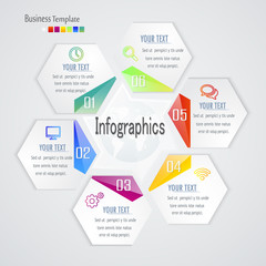 Modern infographics hexagon element number template. Vector illustration. can be used for workflow layout, diagram, business step options, banner, web design.