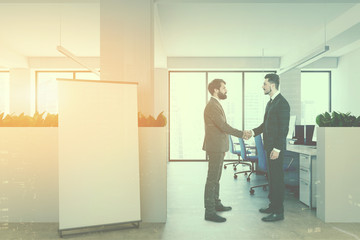 Blue open space office, poster toned