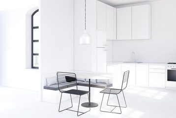 Luxury kitchen and living room interior side toned