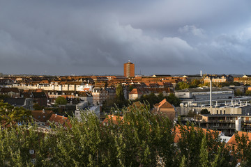 Aarhus skyline in Denmark - incoming storm