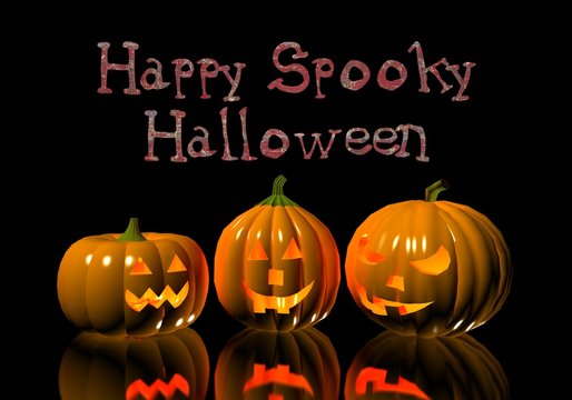 happy spooky halloween jack o lantern pumpkins!