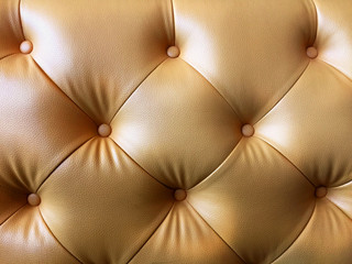 Gold Synthetic Leather Couch with Buttons Texture