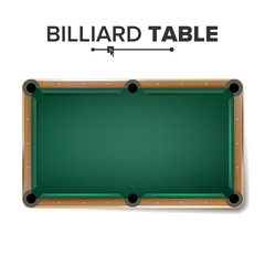 Billiard Table Vector. Classic Green Pool Table. Top View. Isolated Illustration